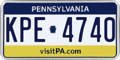 PA license plate KPE4740