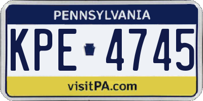 PA license plate KPE4745