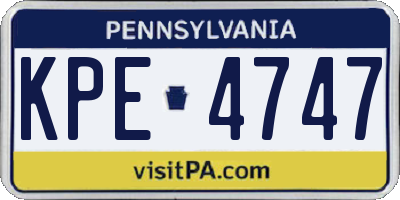 PA license plate KPE4747