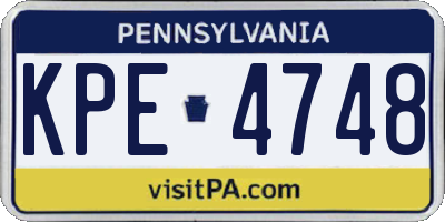 PA license plate KPE4748