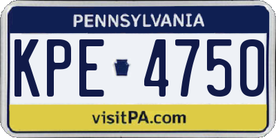 PA license plate KPE4750