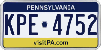PA license plate KPE4752