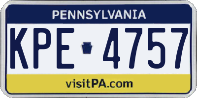 PA license plate KPE4757