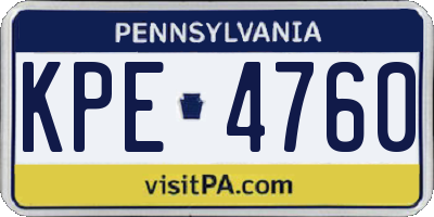 PA license plate KPE4760