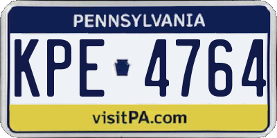 PA license plate KPE4764