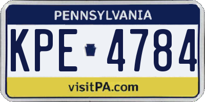 PA license plate KPE4784