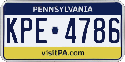 PA license plate KPE4786