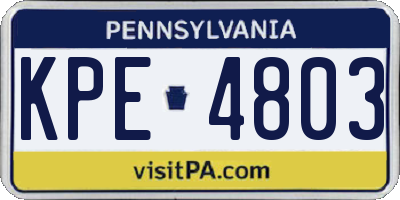 PA license plate KPE4803