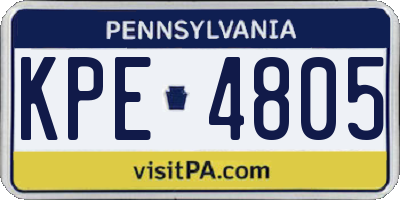 PA license plate KPE4805