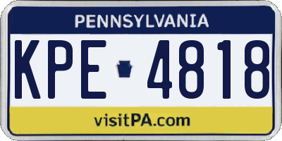 PA license plate KPE4818