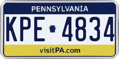 PA license plate KPE4834