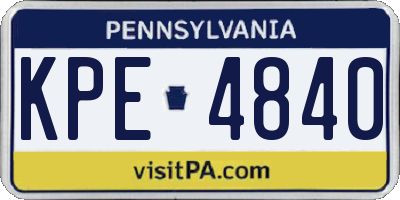 PA license plate KPE4840