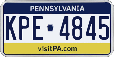 PA license plate KPE4845