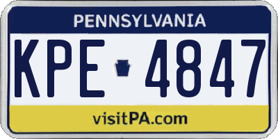 PA license plate KPE4847