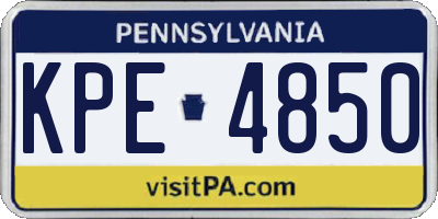 PA license plate KPE4850