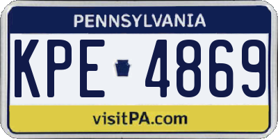 PA license plate KPE4869