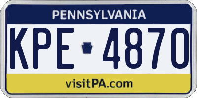 PA license plate KPE4870