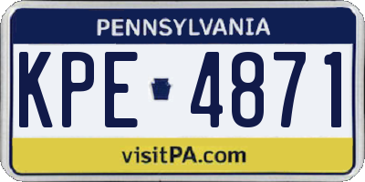 PA license plate KPE4871