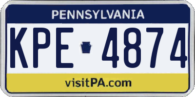 PA license plate KPE4874