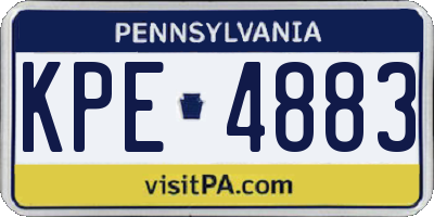 PA license plate KPE4883