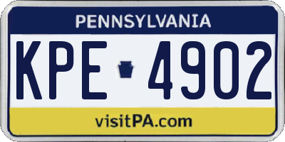 PA license plate KPE4902
