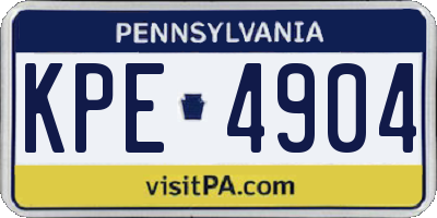 PA license plate KPE4904