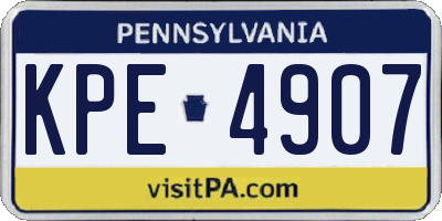 PA license plate KPE4907