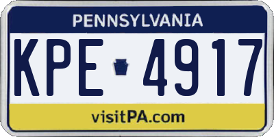 PA license plate KPE4917