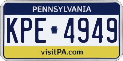 PA license plate KPE4949