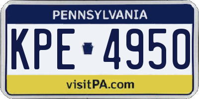 PA license plate KPE4950