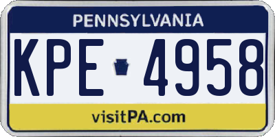 PA license plate KPE4958