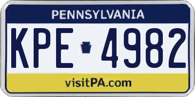 PA license plate KPE4982