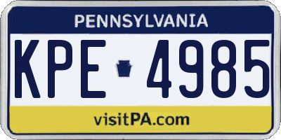 PA license plate KPE4985