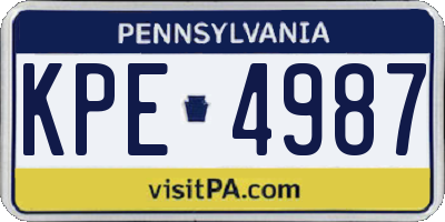PA license plate KPE4987
