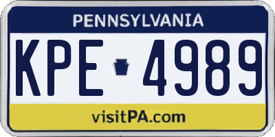 PA license plate KPE4989