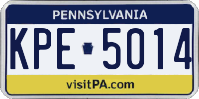 PA license plate KPE5014