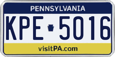PA license plate KPE5016