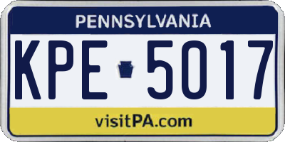 PA license plate KPE5017