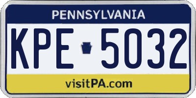 PA license plate KPE5032