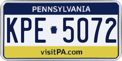 PA license plate KPE5072