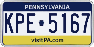 PA license plate KPE5167