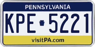 PA license plate KPE5221