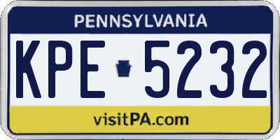 PA license plate KPE5232
