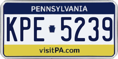 PA license plate KPE5239