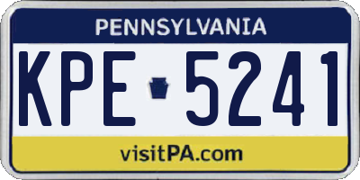 PA license plate KPE5241