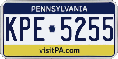 PA license plate KPE5255