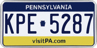 PA license plate KPE5287