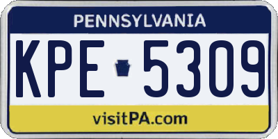 PA license plate KPE5309