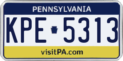PA license plate KPE5313
