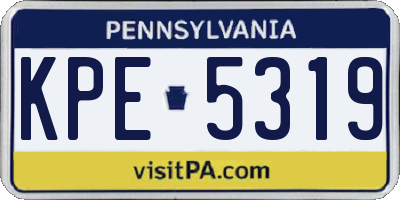 PA license plate KPE5319